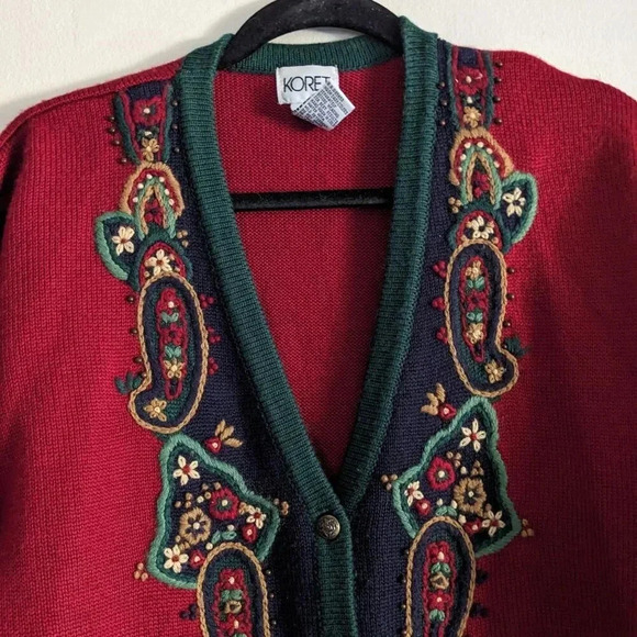 Vintage Koret Women's Wool Blend Long Sleeves Cardigan Sweater Size M - Picture 2 of 7